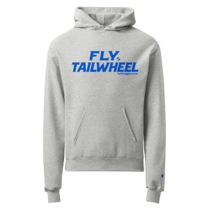 Fly Tailwheel Blue Lettering Champion hoodie