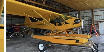 J3 Cub with floats, bush wheels
