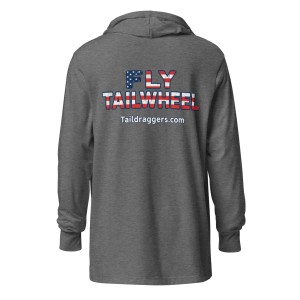 Gray Hooded long-sleeve Taildraggers tee