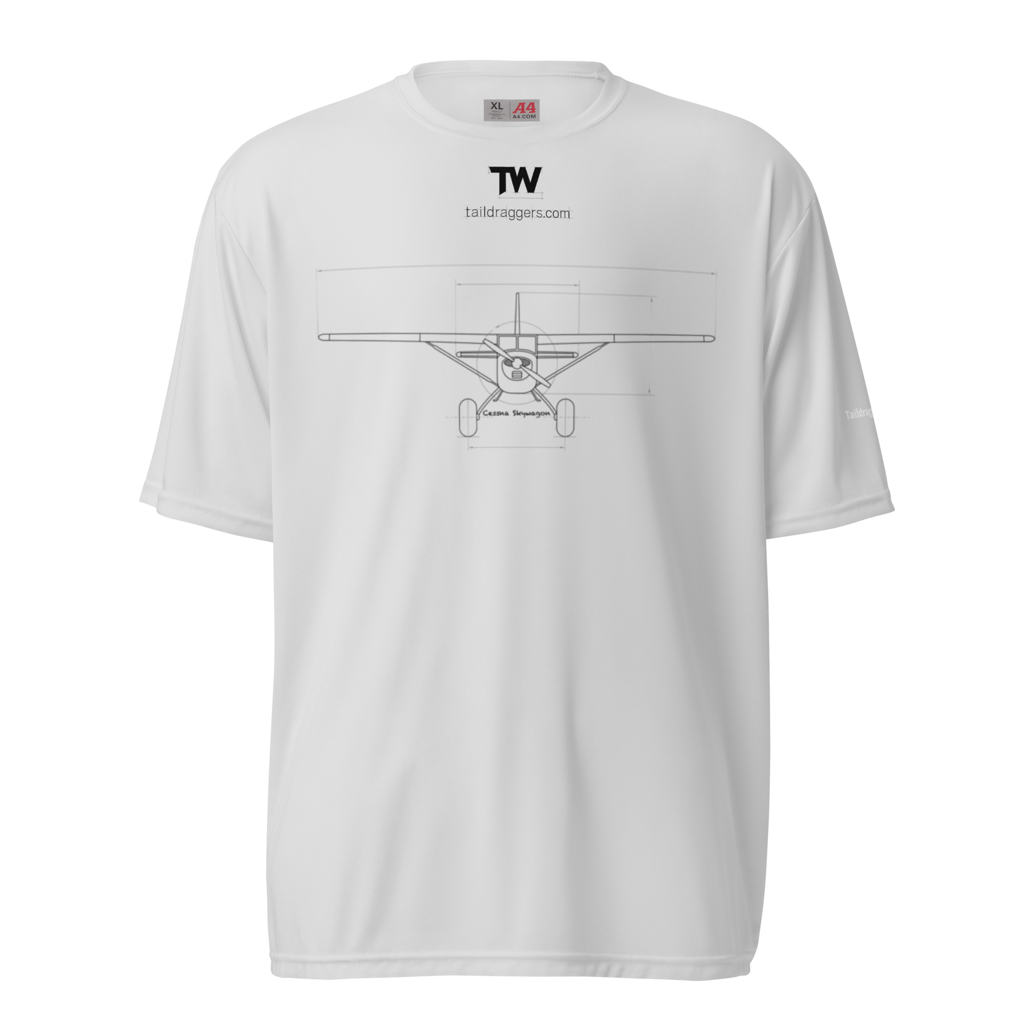 Skywagon - White/Gray Unisex performance crew neck t-shirt - Image 2
